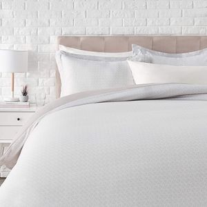 Light Grey Crosshatch Microfiber Duvet Set - KING